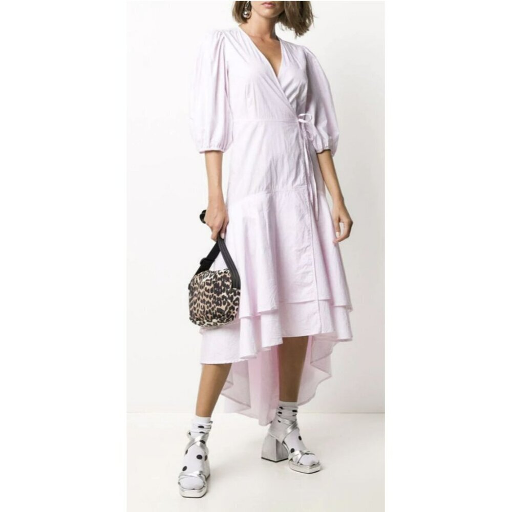 Ganni Wrap Floral-print Midi Dress NWT Size 40 US Medium